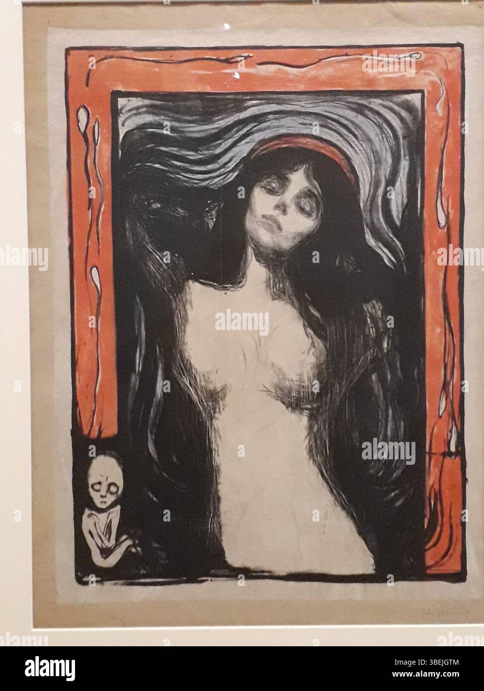 La litografia di Edward Munch *la Madone* (1895-1902) ritrae una rappresentazione simbolica della maternità e dell'amore. È ospitato nel Munchmuseet di Oslo, Norvegia. Foto Stock