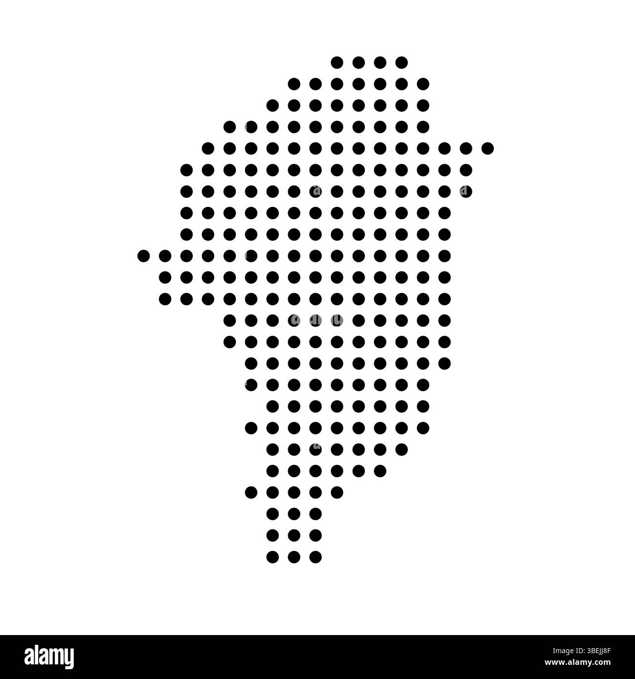 Mappa punteggiata della Groenlandia. Illustrazione di pixel con macchie nere isolata su sfondo bianco. Mosaico del cerchio vettoriale. Illustrazione Vettoriale