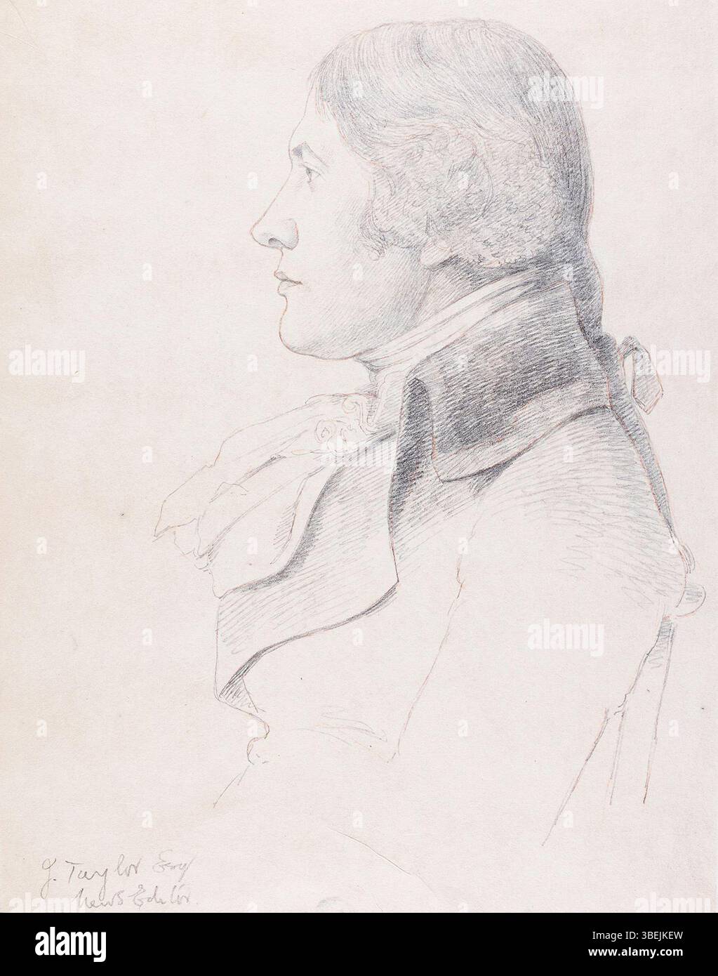 Questo lavoro di William Daniell (1769-1837) dopo George Dance il giovane (1741-1825) raffigura John Taylor (1757-1832), uno scrittore, critico e oculista. Il disegno a gesso e matita, creato tra il 1802 e il 1814, era un pezzo preparatorio per un'incisione su terreno tenero di Daniell, pubblicato come parte di una collezione di ritratti nel 1814. Foto Stock
