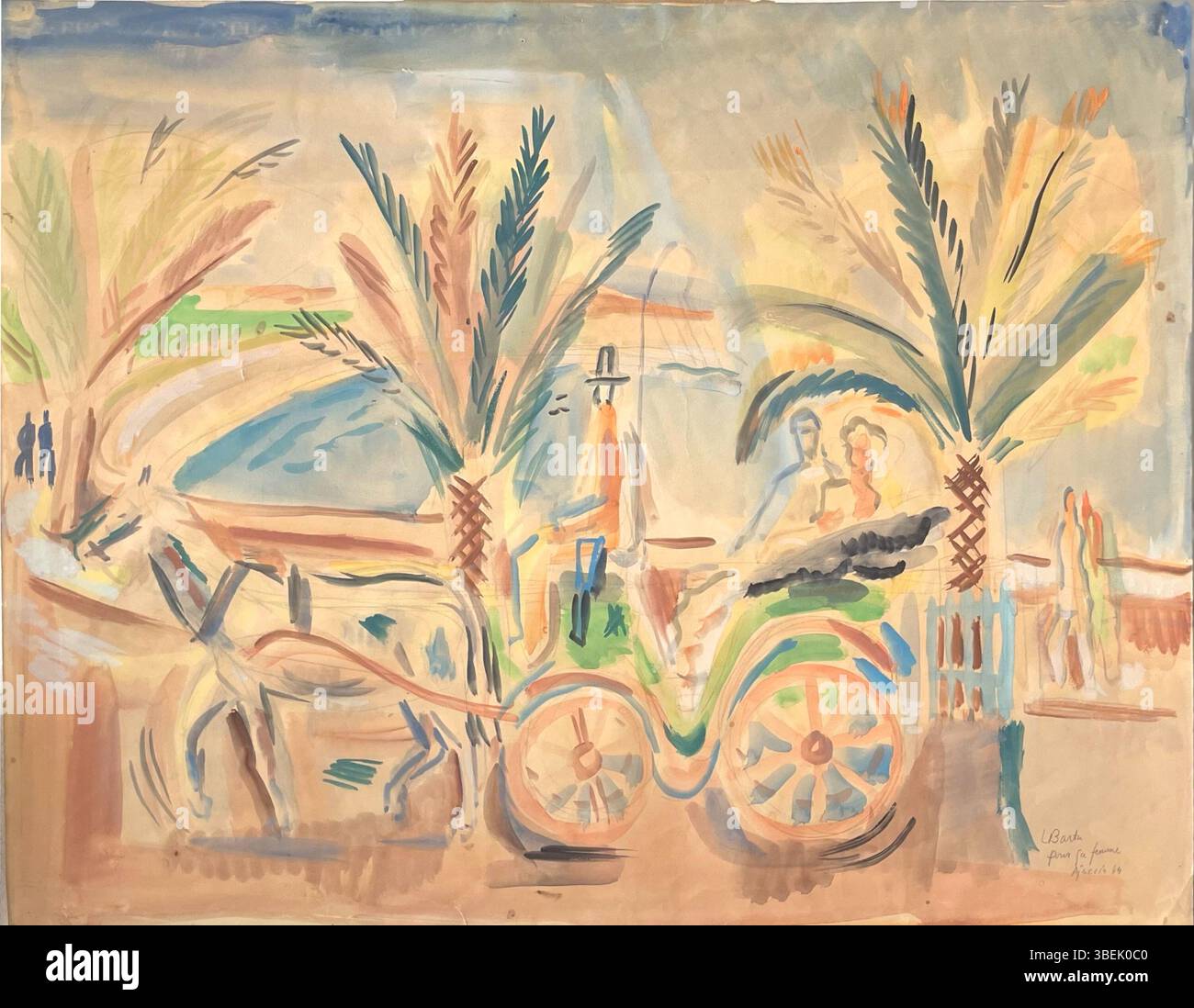 Laszlo Barta, un pittore impressionista influenzato da Matisse, ha creato un ritratto nel 1944 raffigurante una donna in stile Matisse e un personaggio ciclope, riflettendo i colori e gli stili audaci dell'Europa del dopoguerra. Foto Stock