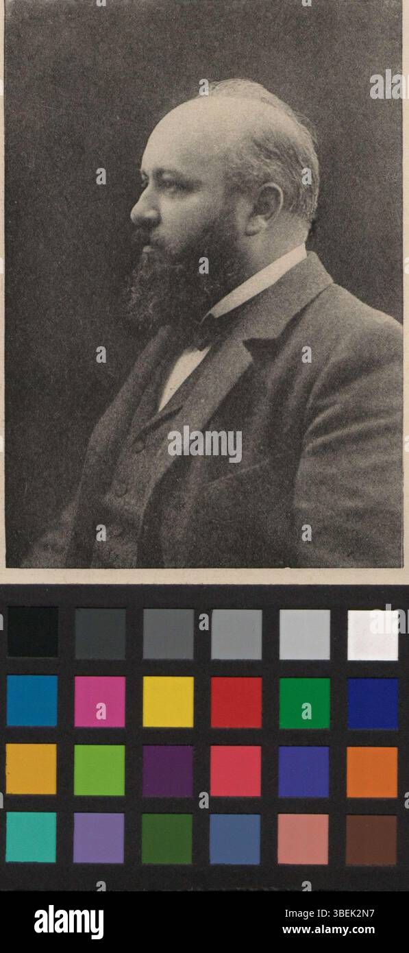 Questa è una riproduzione in bianco e nero di una fotografia di Karl Sartorius, creata tra il 1890 e il 1906. Funge da ritratto storico che cattura le somiglianze di Sartorius durante questo periodo. Foto Stock