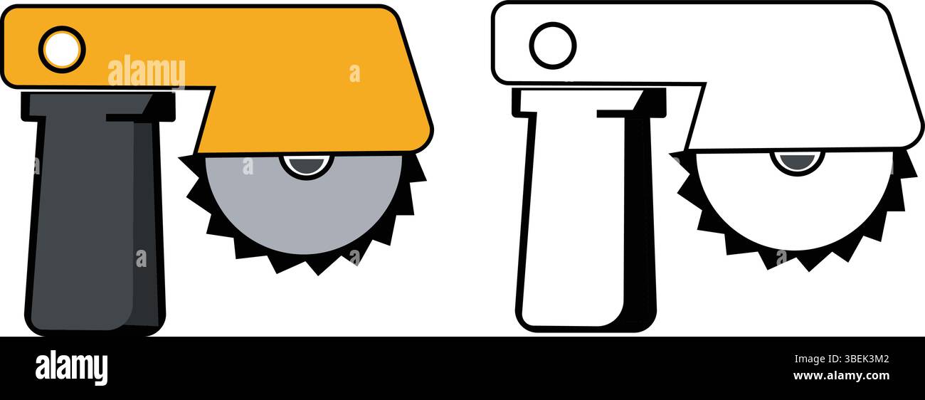 Icona sega circolare manuale Vector di alta qualità per utensili da costruzione per costruttori e progettazione vettoriale Illustrazione Vettoriale