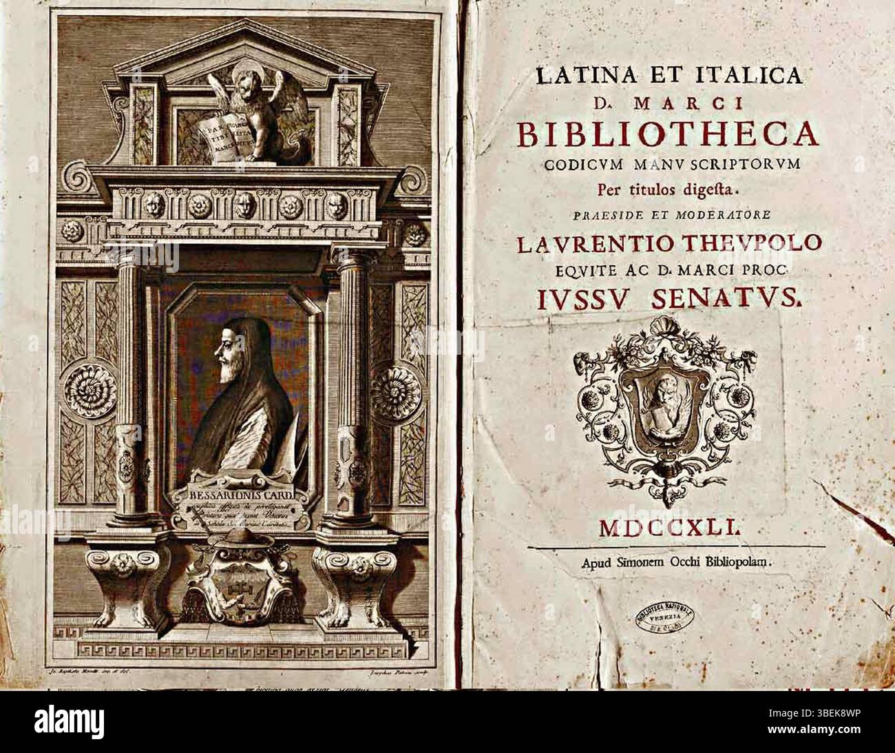 Il frontespizio di *cataloghi di codici latini. Catalogo del Fondo Antico* (Zanetti-Bongiovanni), un catalogo settecentesco che elenca i manoscritti latini in una collezione storica. Questo catalogo fornisce preziose informazioni per lo studio di testi antichi e codici del periodo. Foto Stock