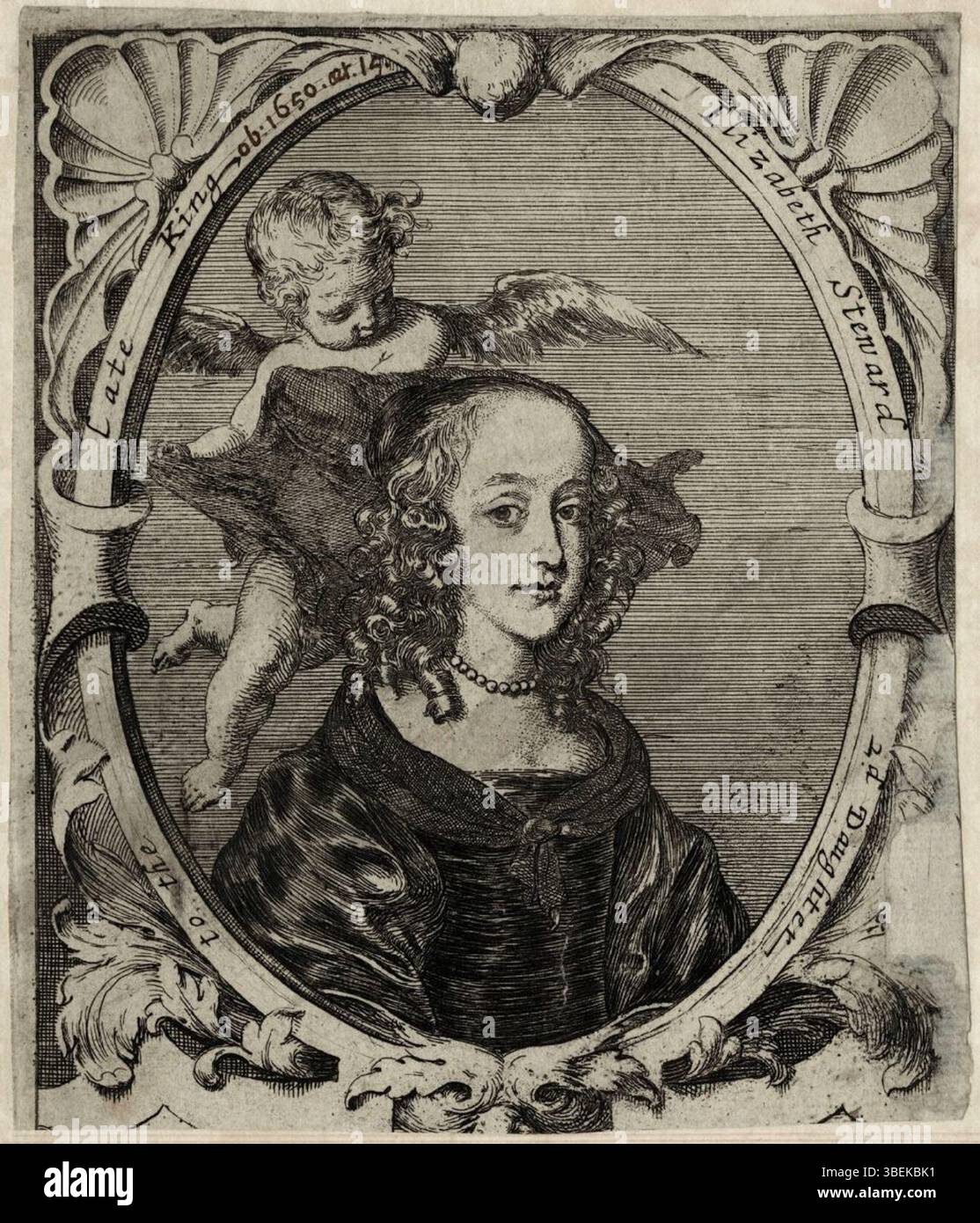 Questo ritratto del XVII secolo della principessa Elisabetta Stuart, creato da un artista anonimo, riflette la moda e gli stili reali del ritratto del periodo, con dettagli intricati e una rappresentazione dignitosa della principessa. Foto Stock
