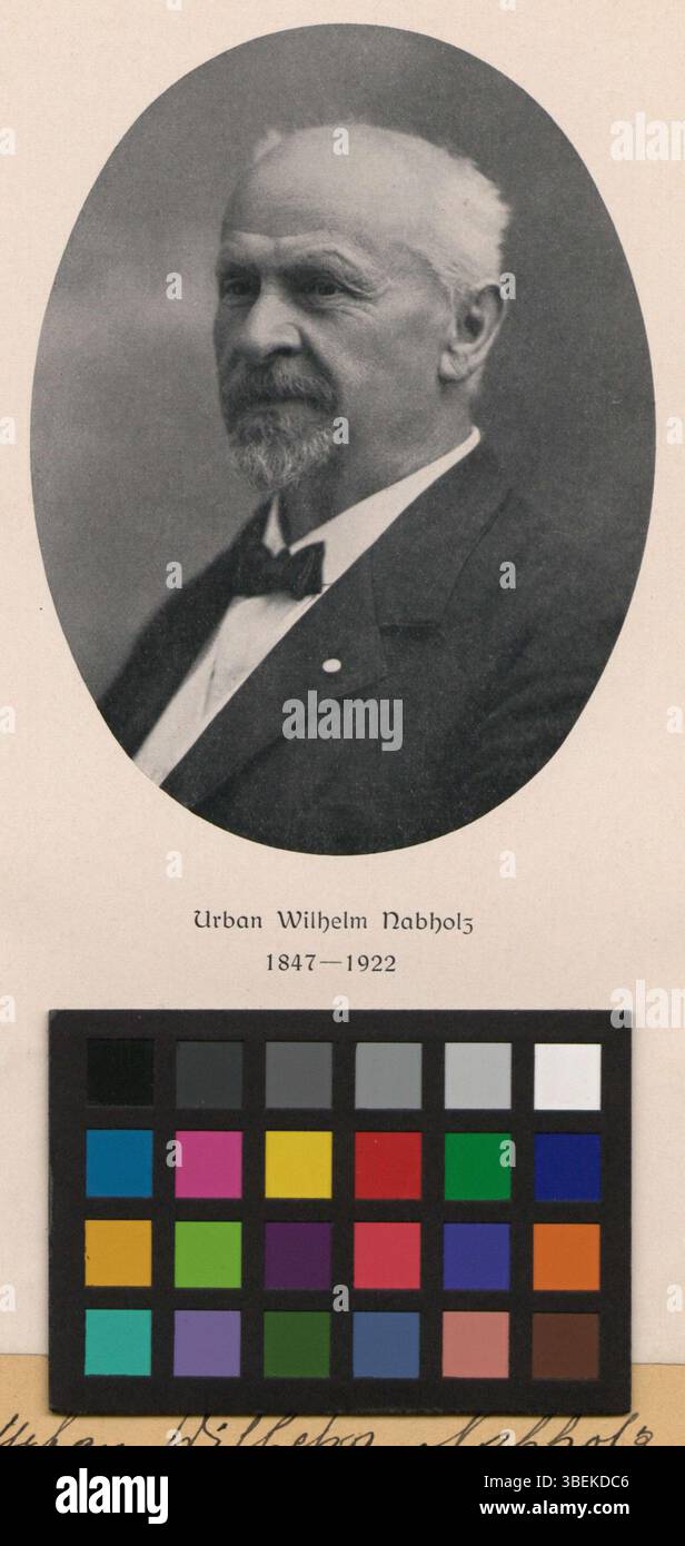 Questa riproduzione fotografica in bianco e nero dal 1902 al 1922 mostra un ritratto di Urban Wilhelm Nabholz, catturato in uno stile fotografico formale. Foto Stock