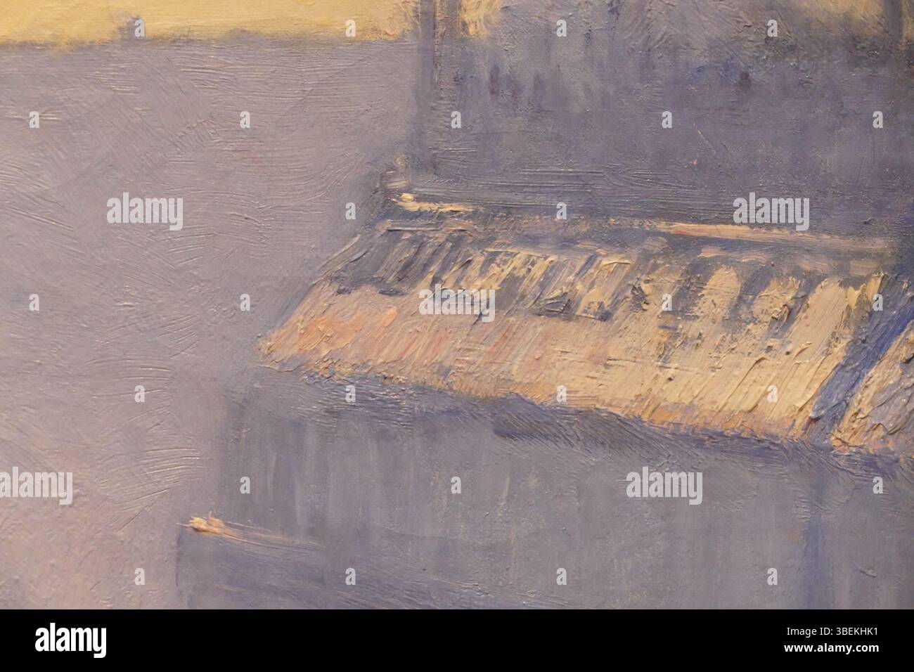 Questo estratto dal "Boulevard Montmartre, Abenddämmerung" di Camille Pissarro cattura una scena crepuscolare della famosa strada parigina durante la fine del XIX secolo, mostrando lo stile impressionista di Pissarro. Foto Stock