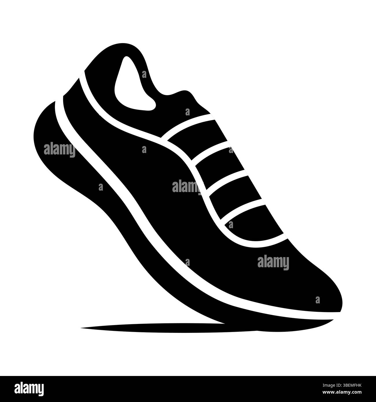 Illustrazione vettoriale della silhouette di scarpe da running moderne. Questa illustrazione mostra la silhouette elegante e dinamica di una moderna scarpa da running atletica. Illustrazione Vettoriale