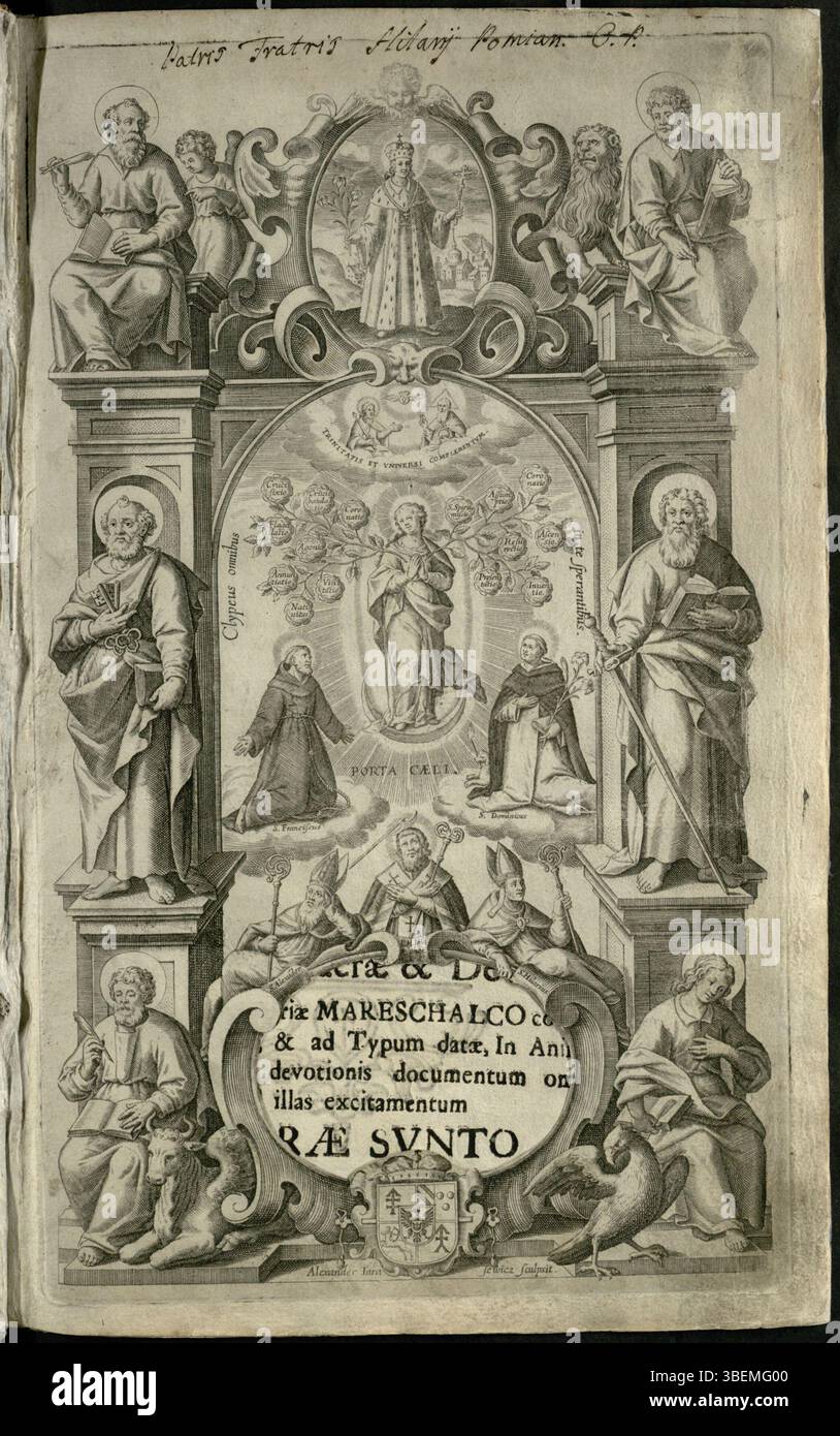 Questo libro, *Rosarium et officium B. Mariae Virginis*, fu stampato a Vilnius intorno al 1678. Contiene preghiere e devozioni in onore della Santa Vergine Maria ed è un significativo testo religioso lituano della fine del XVII secolo. Foto Stock