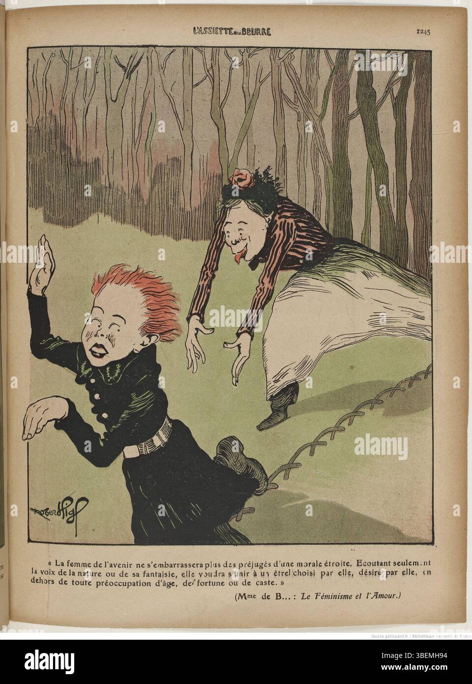 «L'Assiette au beurre» dal 18 settembre 1909 è stata una rivista satirica francese. Questo numero conteneva commenti politici e sociali attraverso illustrazioni e cartoni animati che criticavano gli eventi contemporanei in Francia. Foto Stock