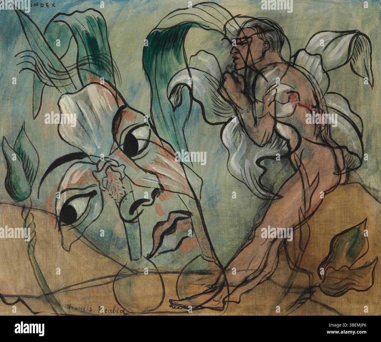*Index* (1935) di Francis Picabia è un lavoro notevole che approfondisce i temi dell'informazione e della categorizzazione. Il suo caratteristico stile surrealista è evidente nella forma caotica ma strutturata del pezzo, che simboleggia le complessità della vita moderna. Foto Stock