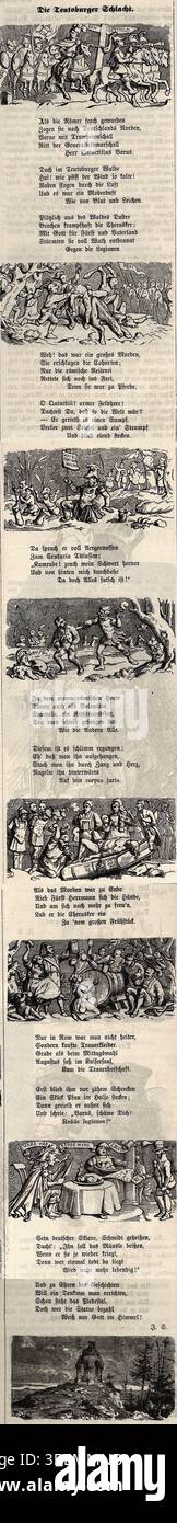 Un resoconto storico della battaglia della foresta di Teutoburgo, illustrato da Ernst Fröhlich, con testo di Joseph Victor von Scheffel, pubblicato nel 1849. Foto Stock
