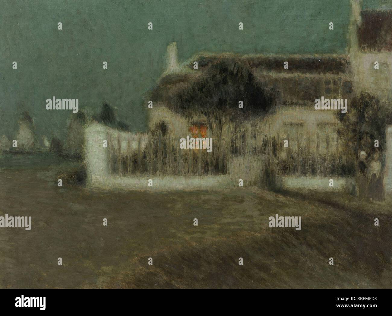 Clair de Lune è un dipinto di Henri le Sidaner, creato tra il 1862 e il 1939. L'opera cattura una scena tranquilla al chiaro di luna, riflettendo l'interesse dell'artista a catturare la luce e l'atmosfera in ambienti notturni. Foto Stock