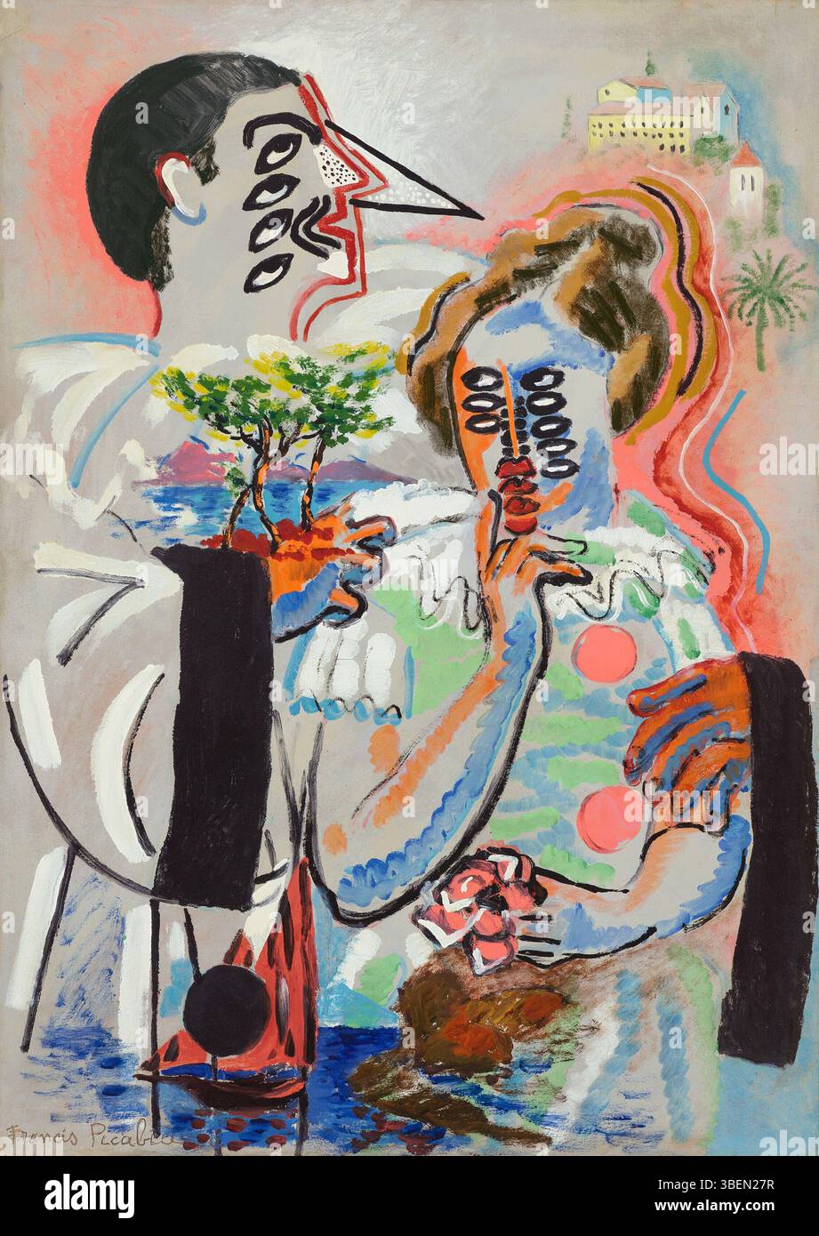 Il 'titolo Sans' di Francis Picabia (circa 1925-1927) è un'opera astratta che esplora i confini tra le forme e lo spazio. Il pezzo riflette la sua esplorazione della geometria e delle forme organiche nel contesto del surrealismo. Foto Stock