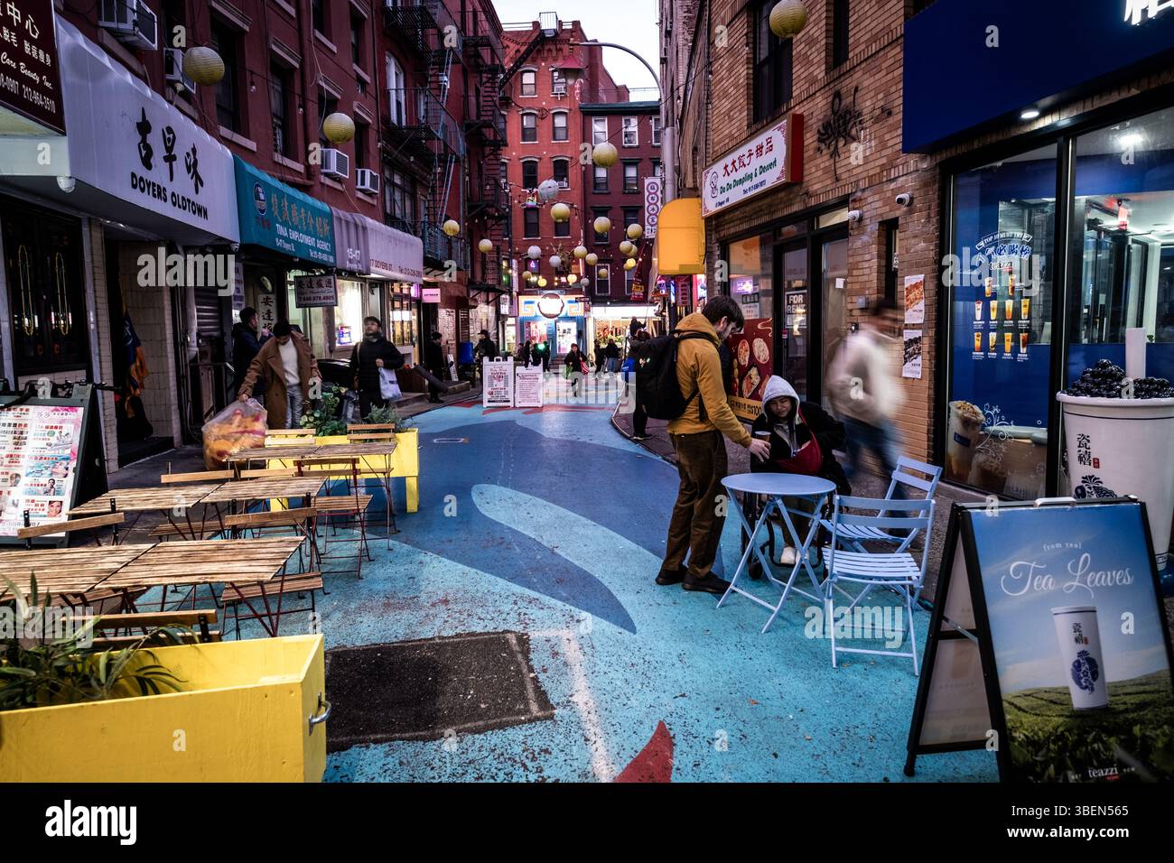 Chinatown di New york al crepuscolo Foto Stock