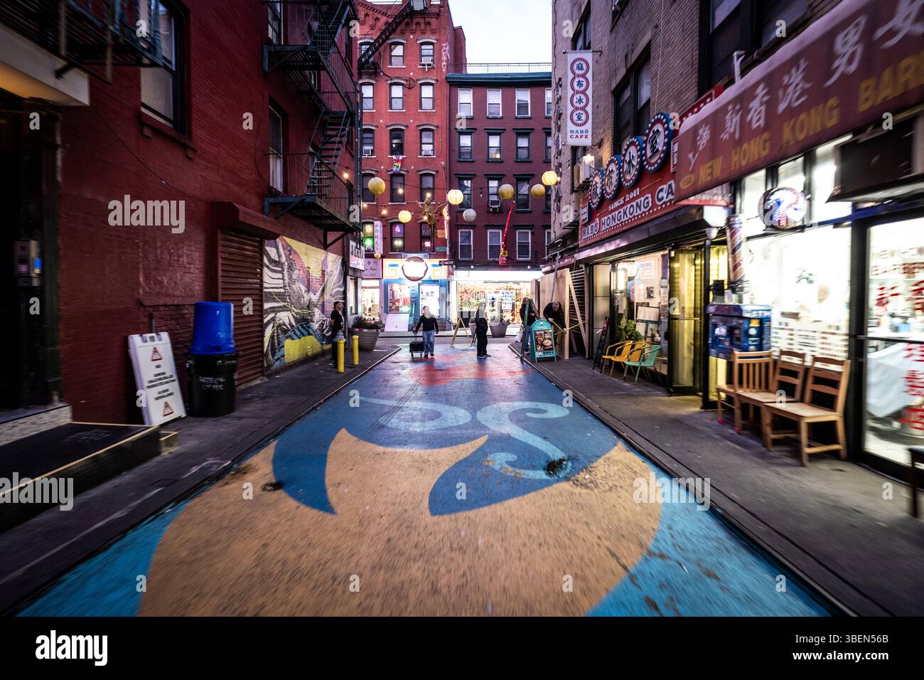 Chinatown di New york al crepuscolo Foto Stock