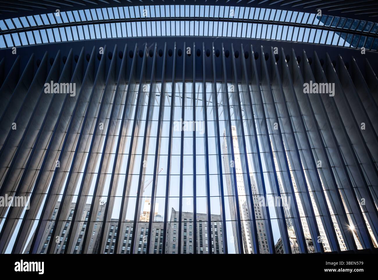 L'OCULUS. L'Oculus Transportation Hub presso la nuova stazione della metropolitana di New York del World Trade Center. Oculo Foto Stock