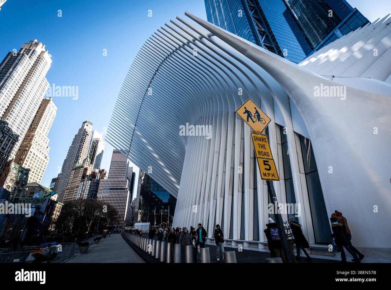 L'OCULUS. L'Oculus Transportation Hub presso la nuova stazione della metropolitana di New York del World Trade Center. Oculo Foto Stock