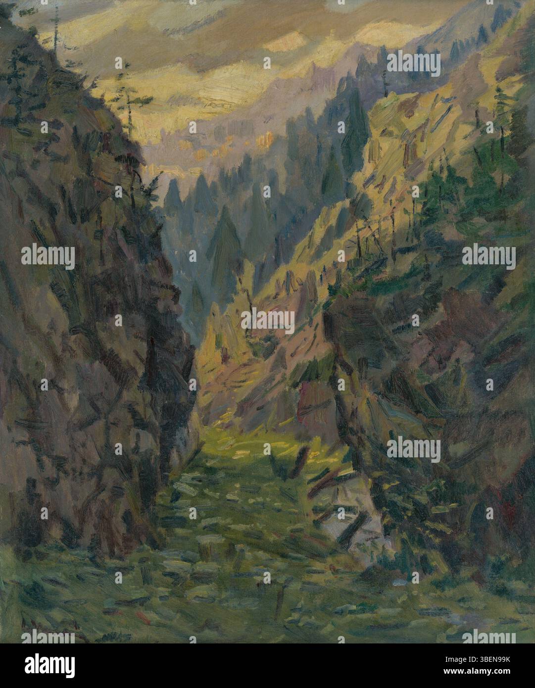 Un dipinto paesaggistico della valle del Juráová di Gustáv Mallý, creato intorno al 1939, tenuto nella Slovenská Národná galéria. Foto Stock