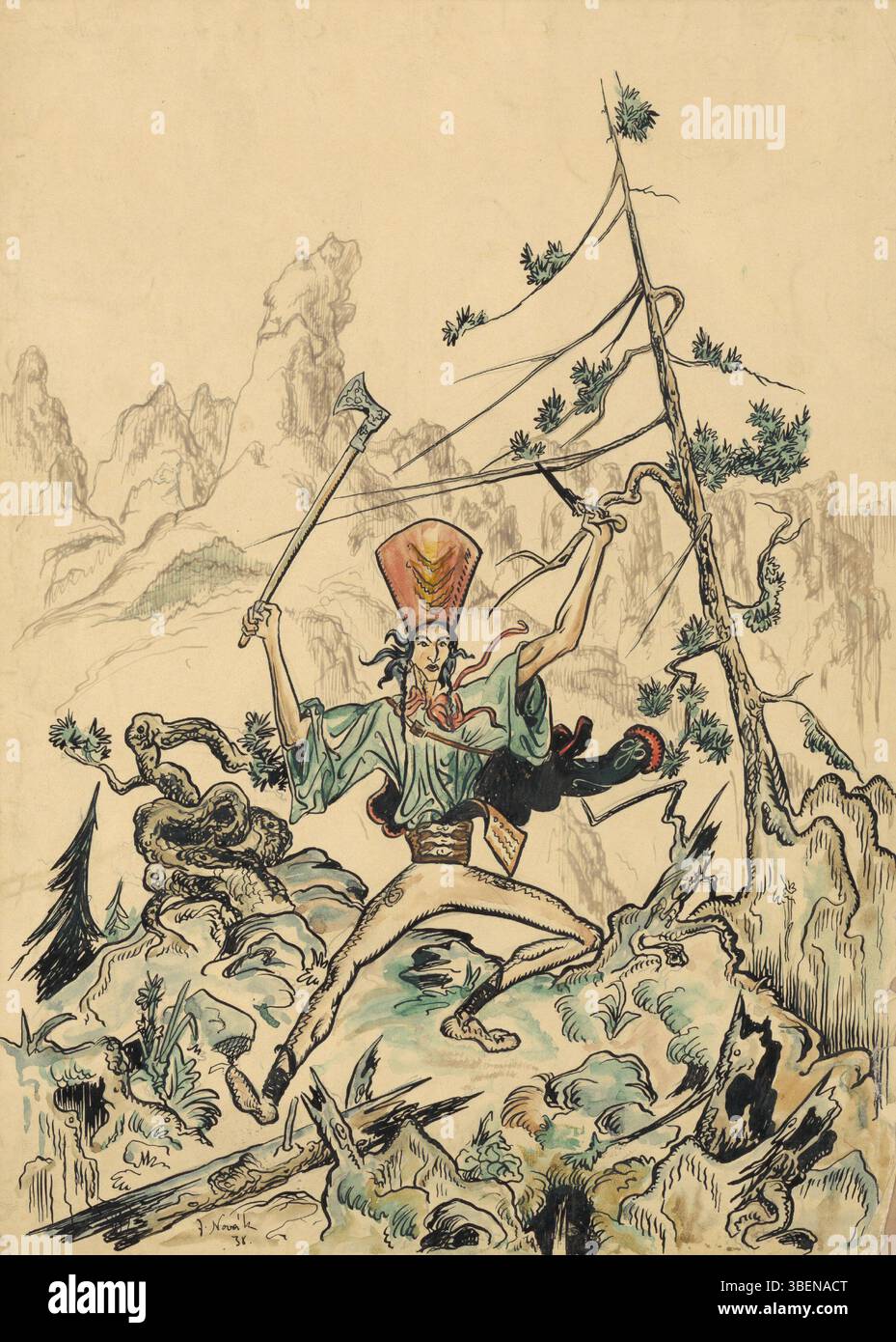 Questa opera d'arte di Ján Novák, creata nel 1938, è ospitata presso la Slovenská Národná galéria (Galleria nazionale slovacca). Foto Stock