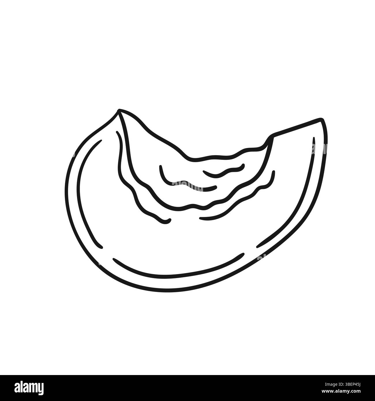Simpatica illustrazione di frutta in stile disegno a mano. Monocromatico. Icona albicocca su sfondo bianco. Design per libri da colorare Illustrazione Vettoriale
