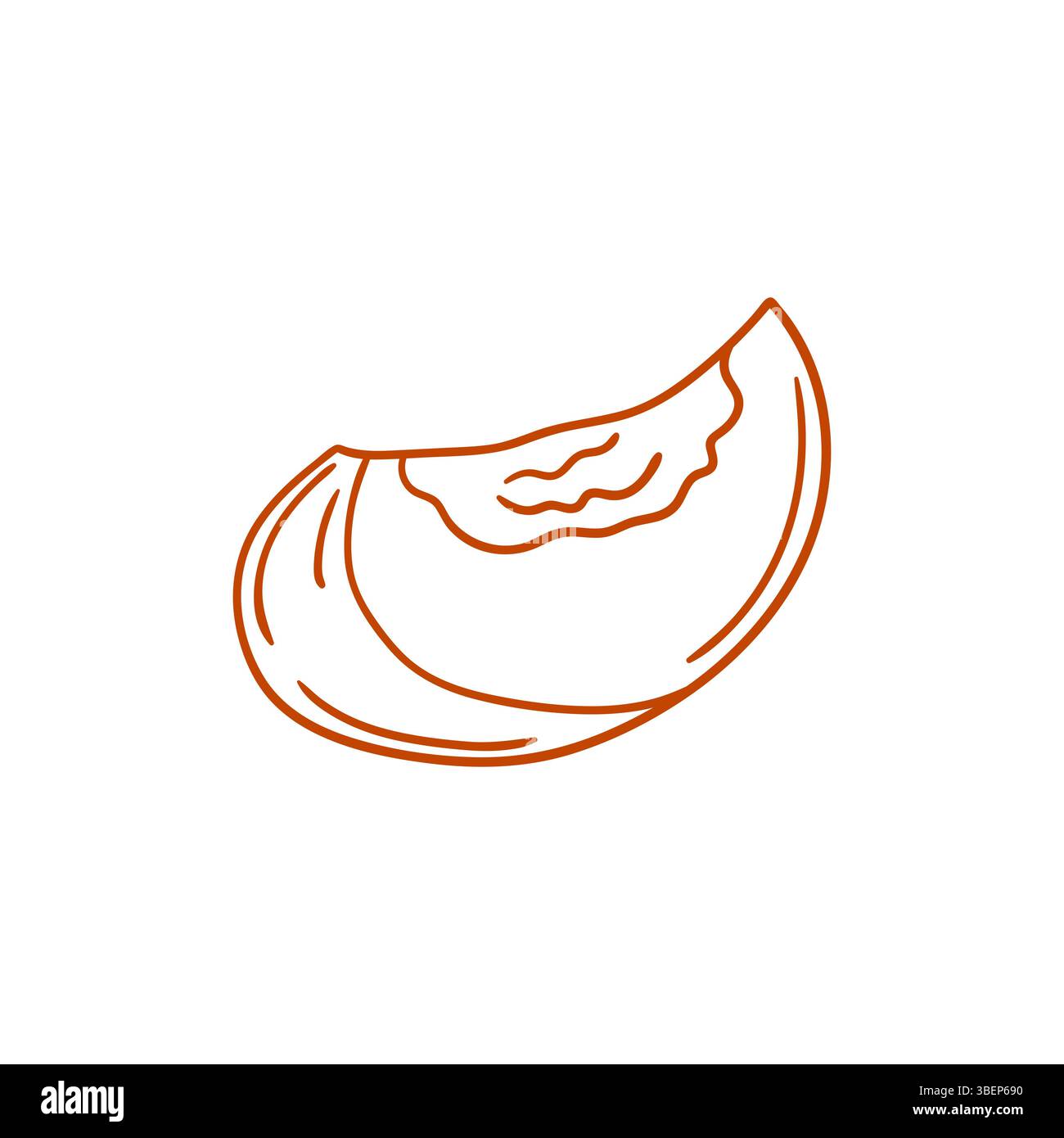 Simpatica illustrazione di frutta in stile disegno a mano. Icona albicocca su sfondo bianco. Contorno colore. Design per colorare libri, giochi per bambini Illustrazione Vettoriale