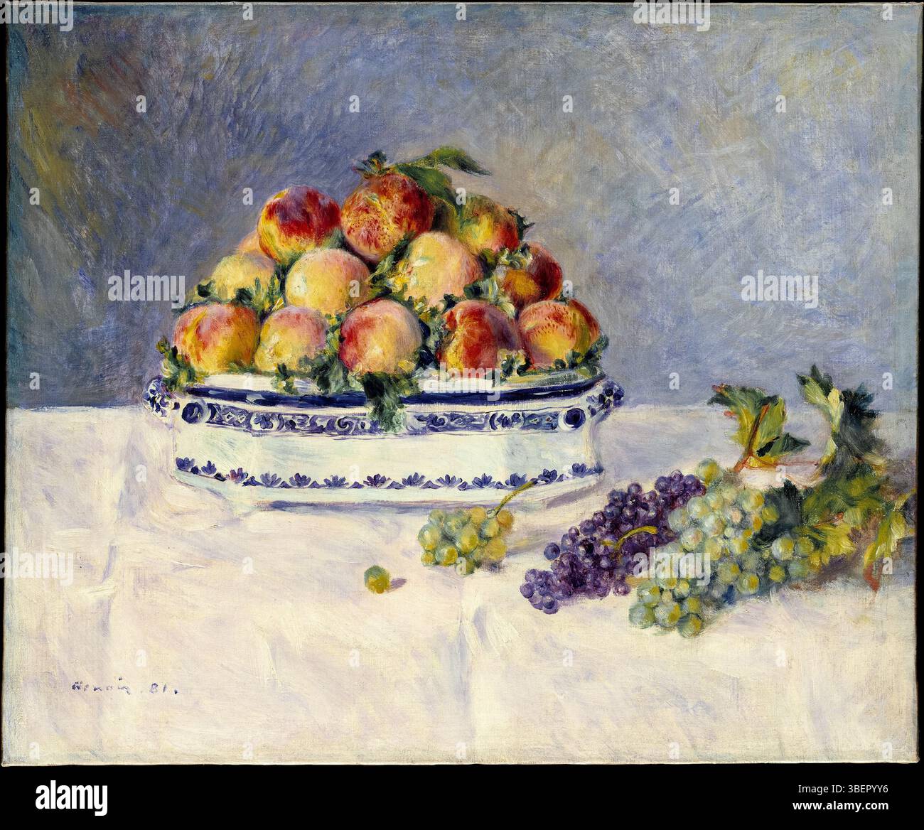 Pierre-Auguste Renoir, natura morta con pesche e uva, 1881, olio su tela, MET, New York Foto Stock