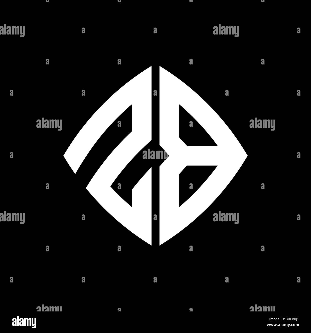 Monogramma iniziale con logo ZB con design geometrico moderno rettangolare arrotondato su sfondo isolato, logo minimalista in stile geometrico. Illustrazione Vettoriale