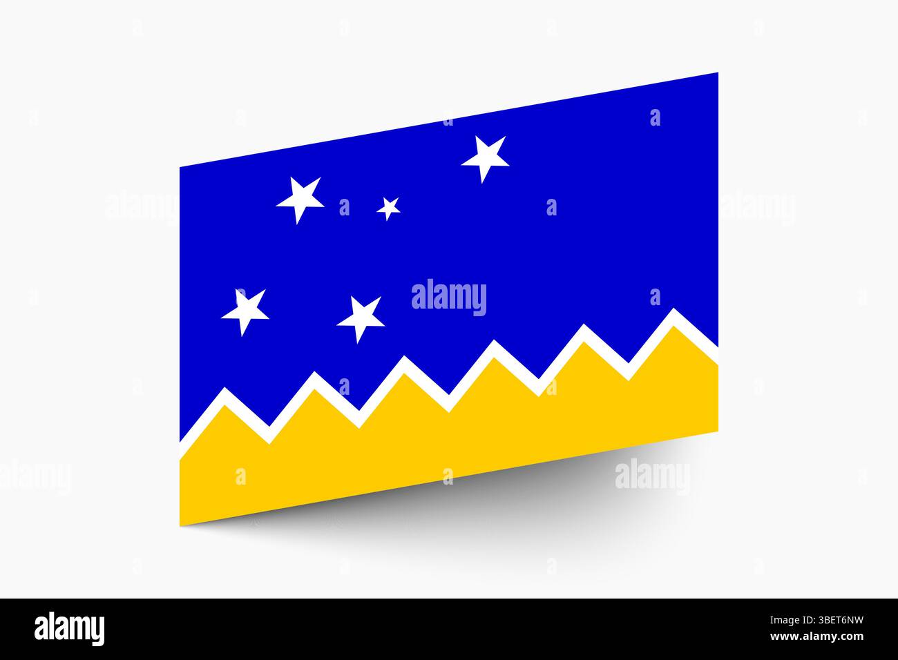 Bandiera della regione Antartica Magellano-cilena. Colori ufficiali della bandiera della regione Antartica Magellano-cilena, icona inclinata, grafica vettoriale digitale. Illustrazione Vettoriale