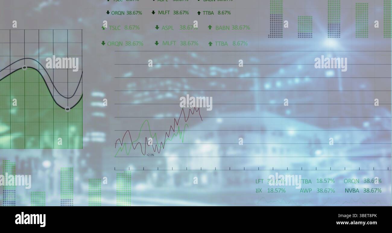 Immagine dell'elaborazione dei dati su un paesaggio urbano Foto Stock