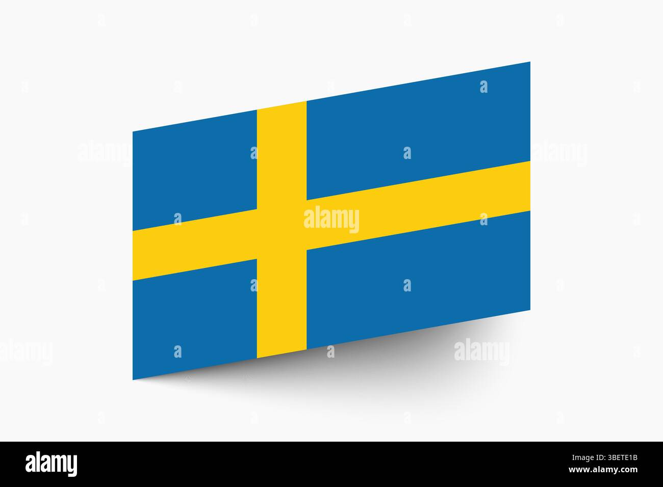 Bandiera della Svezia. Bandiera svedese colori ufficiali icona inclinata disegno di illustrazione vettoriale digitale. Illustrazione Vettoriale