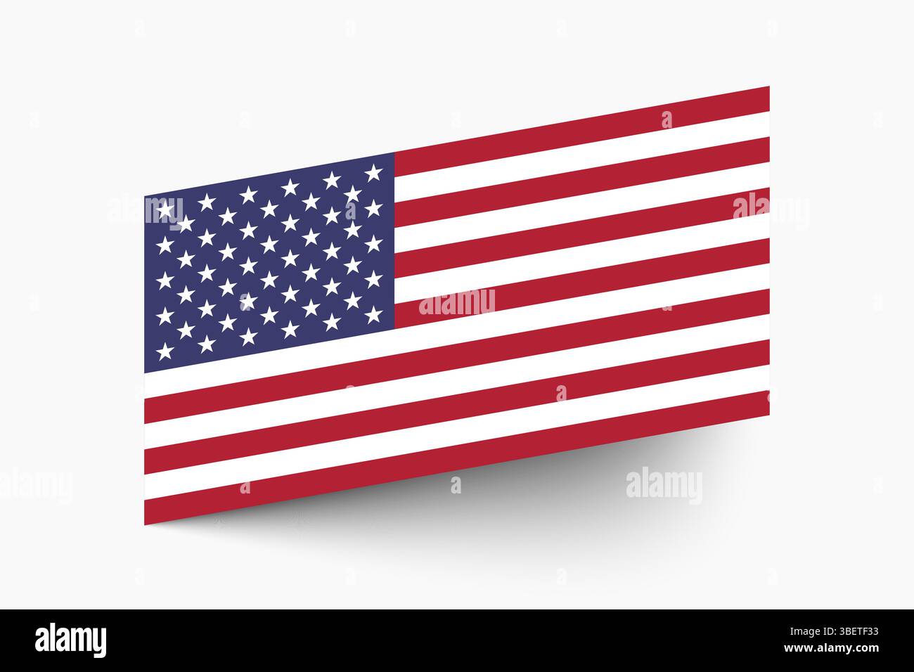 Bandiera degli Stati Uniti d'America. Colori ufficiali della bandiera americana, icona inclinata, grafica grafica vettoriale digitale. Illustrazione Vettoriale