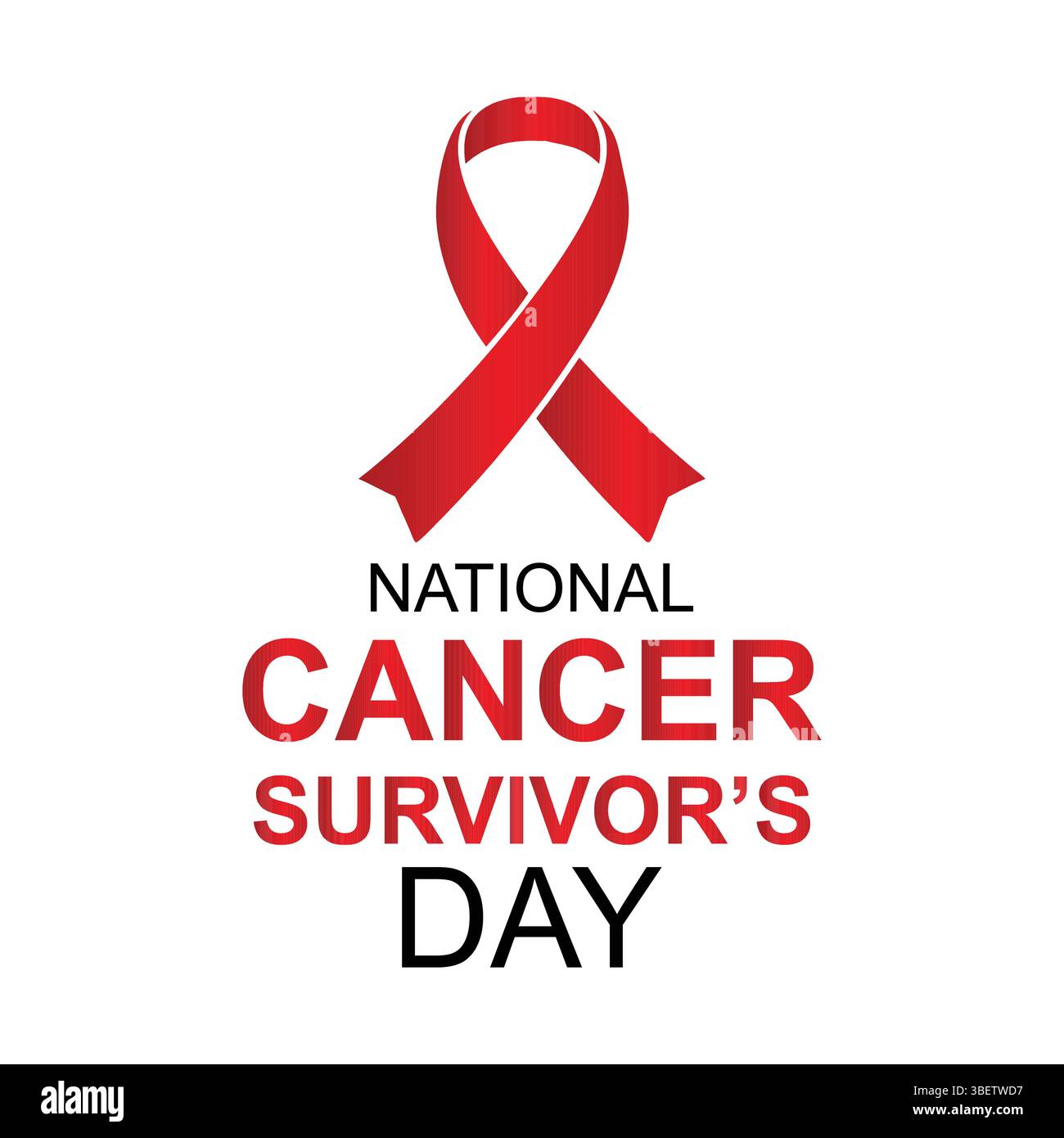 Sensibilizzazione del nastro rosso giorno del Cancer Survivor nazionale Illustrazione Vettoriale