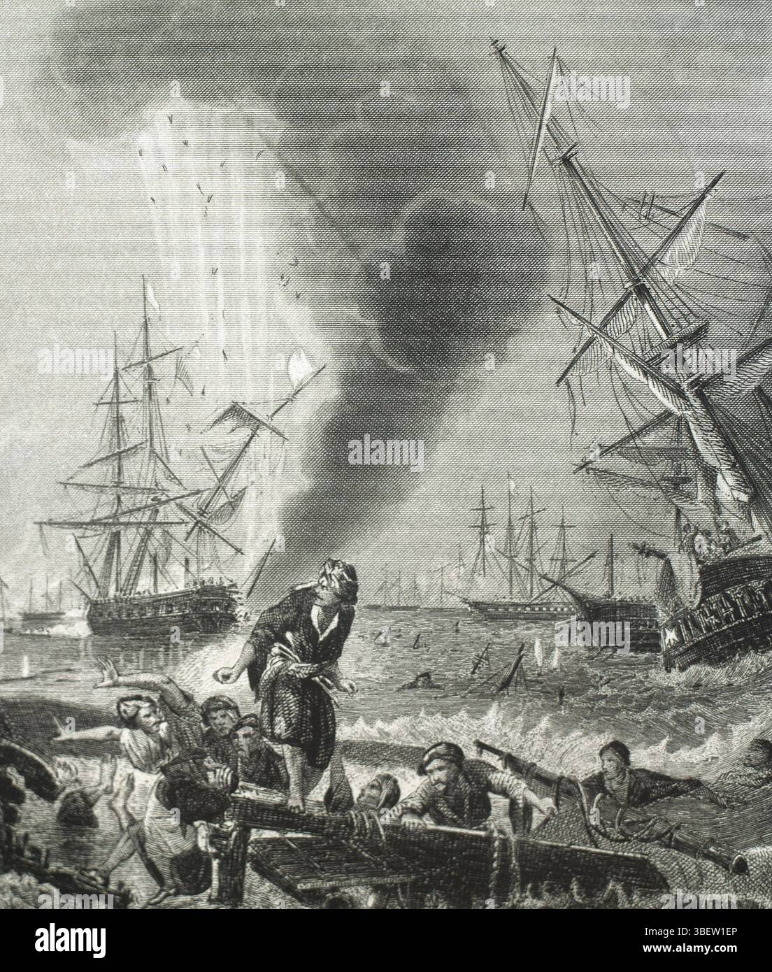 Battaglia di Navarino. 20 ottobre 1827. Guerra d'indipendenza greca (1821-32). Costa del Peloponneso. Belligeranti: Forze alleate contro l'Impero Ottomano. Engra Foto Stock