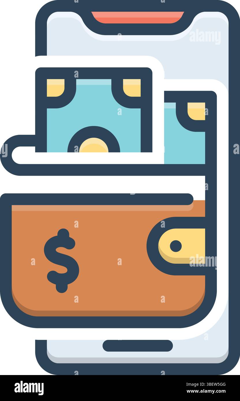 Icona del portafoglio online, online Illustrazione Vettoriale