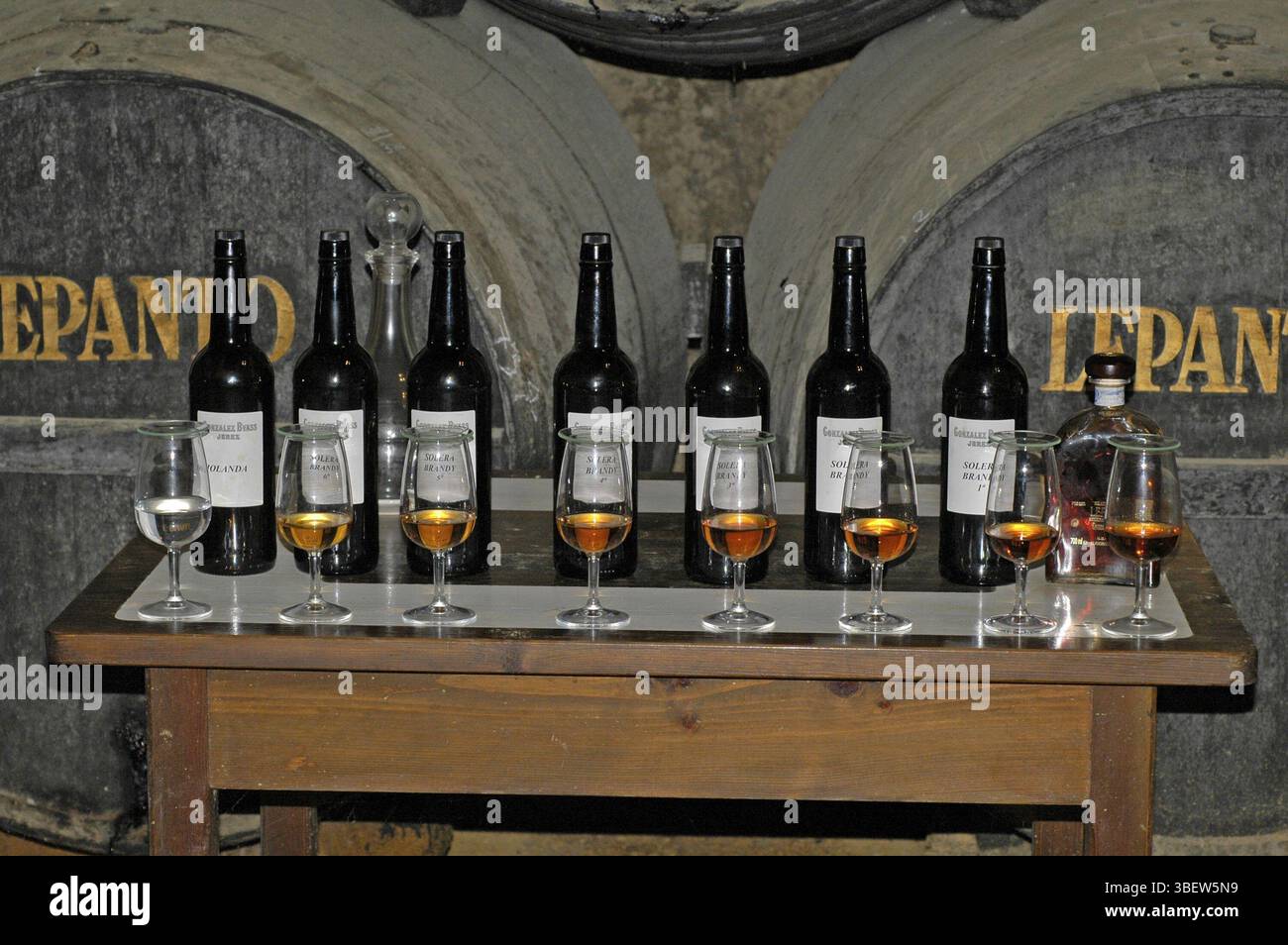 Brandy di diverse età, Tio Pepe Foto Stock