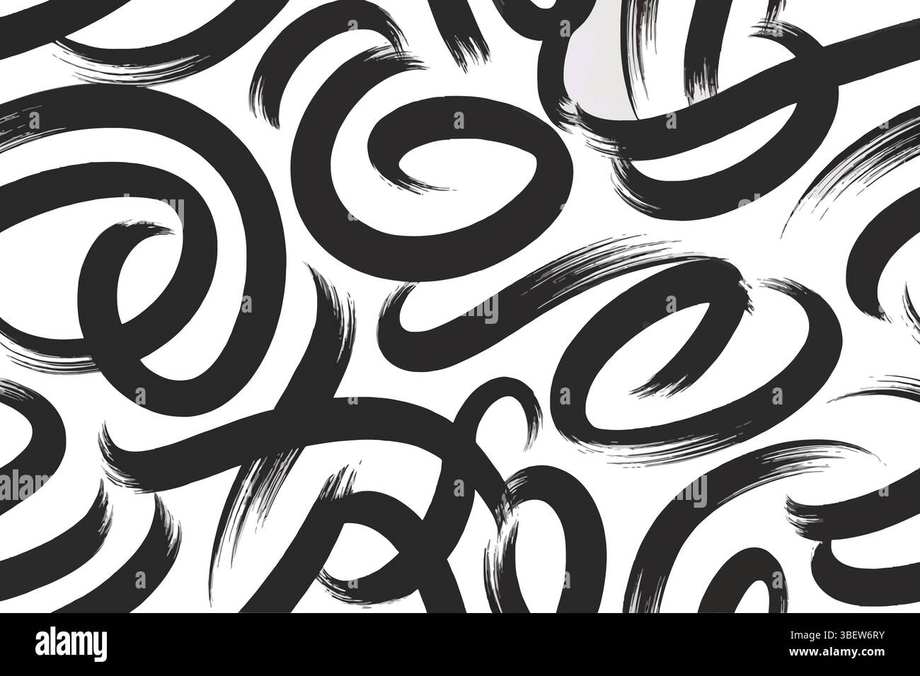 Traccia di linee nere astratte in stile a pennello circolare casuale per sfondi o trame Illustrazione Vettoriale