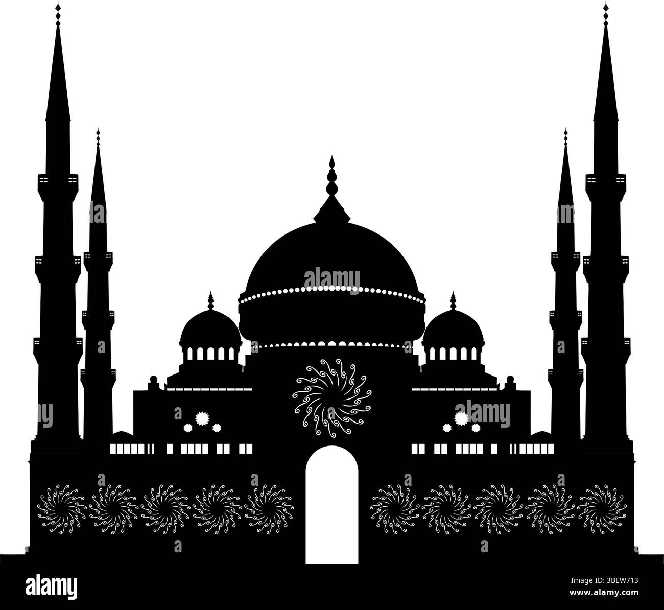 Sagoma della grande Moschea - architettura islamica Design vettoriale Illustrazione Vettoriale