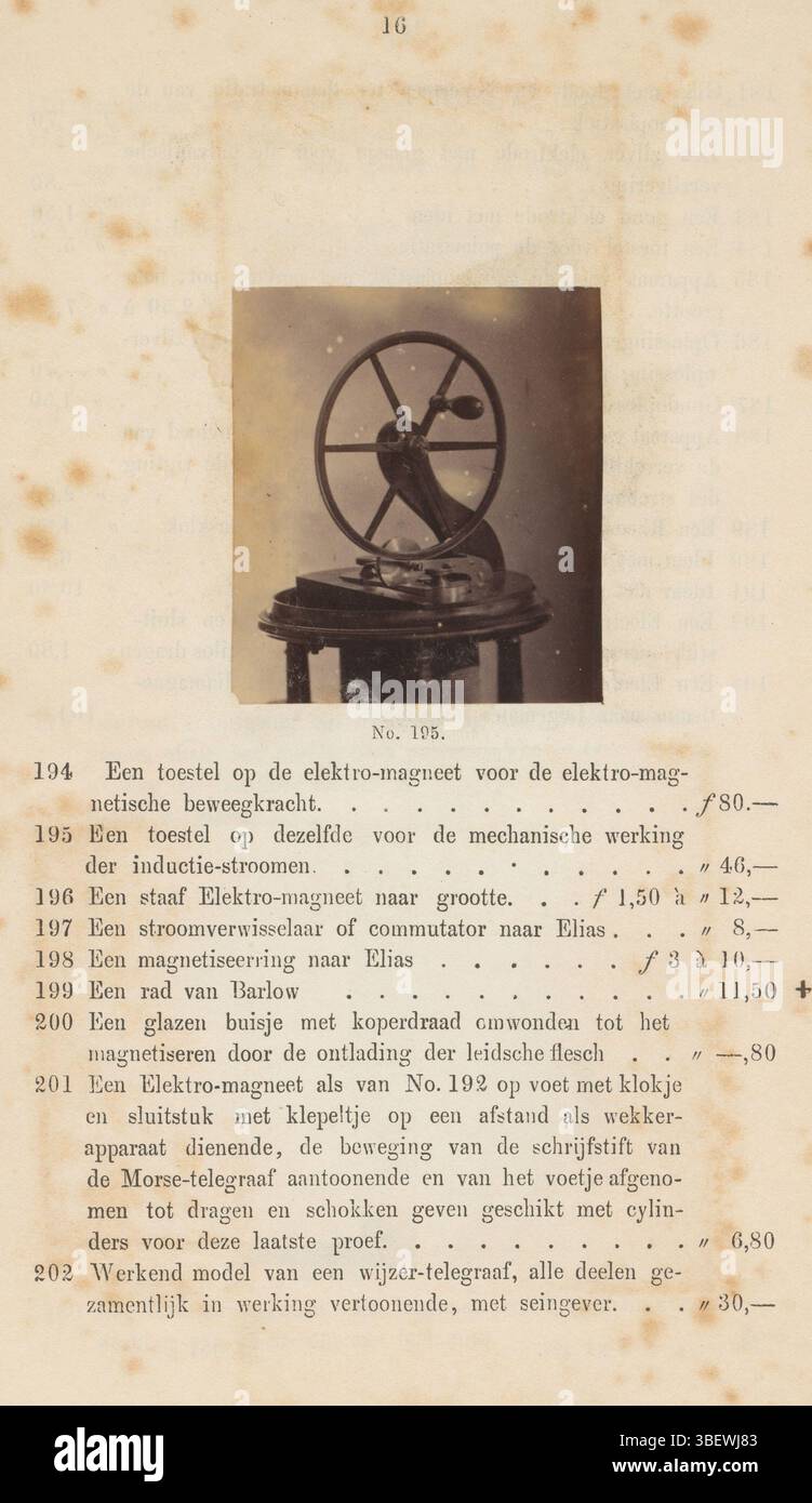 Nederland, Funckler, F.W., accessori su un elettromagnete per il funzionamento meccanico delle correnti di induzione, Paesi Bassi, stampato, fotografia, foto, pagina, foto, libri fotografici illustrati, n. 195, altezza 59 mm, larghezza 52 mm, fotografo, 1857 - 1867, carta fotografica, carta fotografica, stampa albume, stampa albumina Foto Stock