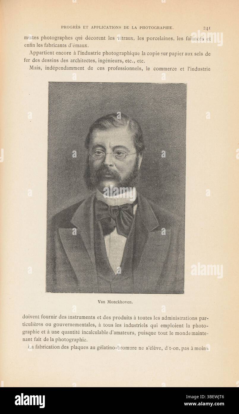 Francia, Francia, Van Monckhoven, fotoreproduzione di un ritratto di Désiré van Monckhoven, stampa fotomeccanica, riproduzione, pagina, foto, libri illustrati fotografici, altezza 137 mm, larghezza 90 mm, maker, 1882 - 1892, carta, autotipo, trascinatore intermedio Foto Stock