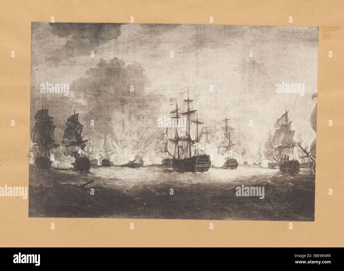 Riproduzione di un dipinto della sconfitta della flotta spagnola, stampa fotomeccanica, riproduzione, pagina, foto, libri illustrati fotografici, altezza 152 mm, larghezza 224 mm, maker, 1876 - 1881, carta, collotipo, stampa leggera Foto Stock