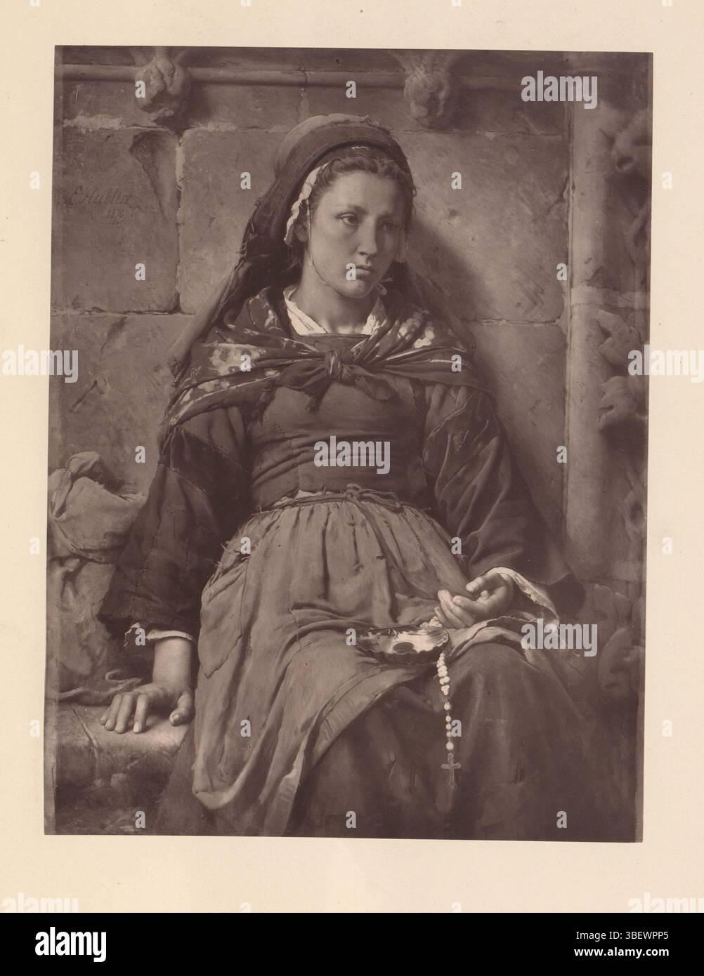 Hublin, Emile Auguste, riproduzione di un dipinto orfano di Emile Auguste Hublin, stampa fotomeccanica, riproduzione, pagina, foto, libri illustrati fotografici, altezza 238 mm, larghezza 180 mm, maker, 1874 - 1879, carta, Woodburytype, francese, 1830-07-02 Foto Stock