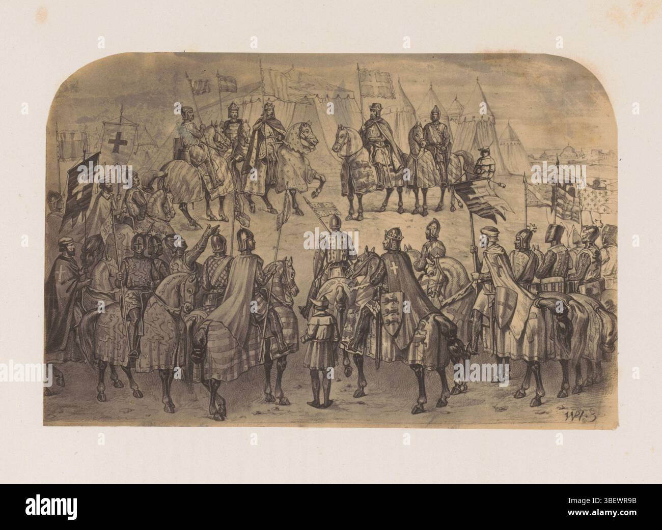 Fotoreproduzione di una stampa della terza Crociata, fotografia, fotografia, pagina, riproduzione, foto, libri fotografici illustrati, altezza 139 mm, larghezza 212 mm, fotografo, 1856 - 1861, carta fotografica, carta fotografica, stampa di album, stampa di albumina, concetto di lavoro Foto Stock