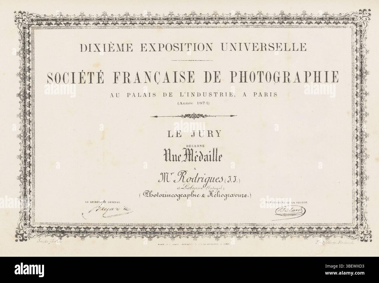 Fotoreproduzione di un premio della Société Francesca di Fotografia, stampa rettostampata, stampa fotomeccanica, riproduzione, pagina, foto, libri fotografici illustrati, 2, altezza 145 mm, larghezza 224 mm, Maker, 1874 - 1876, carta, fotolitografia, concetto di lavoro Foto Stock