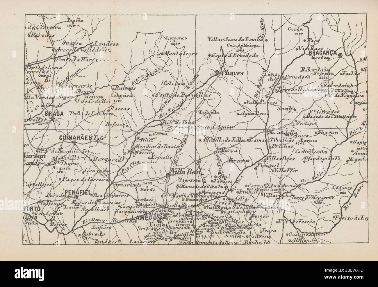 Fotoreproduzione di una mappa del comune di Guimarães, recto-stampata, stampa fotomeccanica, riproduzione, pagina, foto, libri fotografici illustrati, 7, altezza 112 mm, larghezza 166 mm, Maker, 1866 - 1876, carta, zincografia, concetto di lavoro Foto Stock