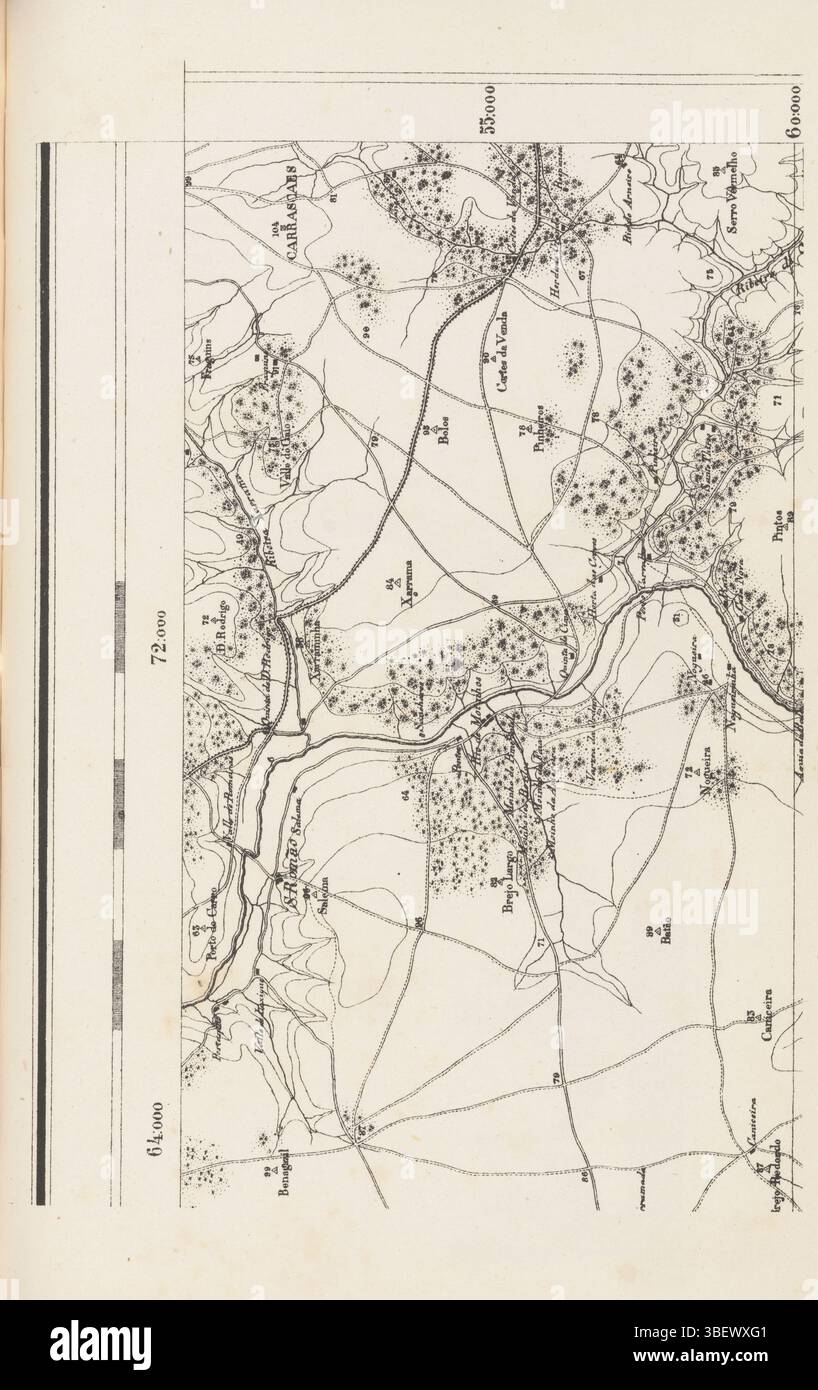 Fotoreproduzione di una mappa di una zona del Portogallo, recto-stampa, fotomeccanica, riproduzione, pagina, foto, libri fotografici illustrati, 4, altezza 121 mm, larghezza 182 mm, creatore, 1866 - 1876, carta, eliocalco, concetto di lavoro Foto Stock