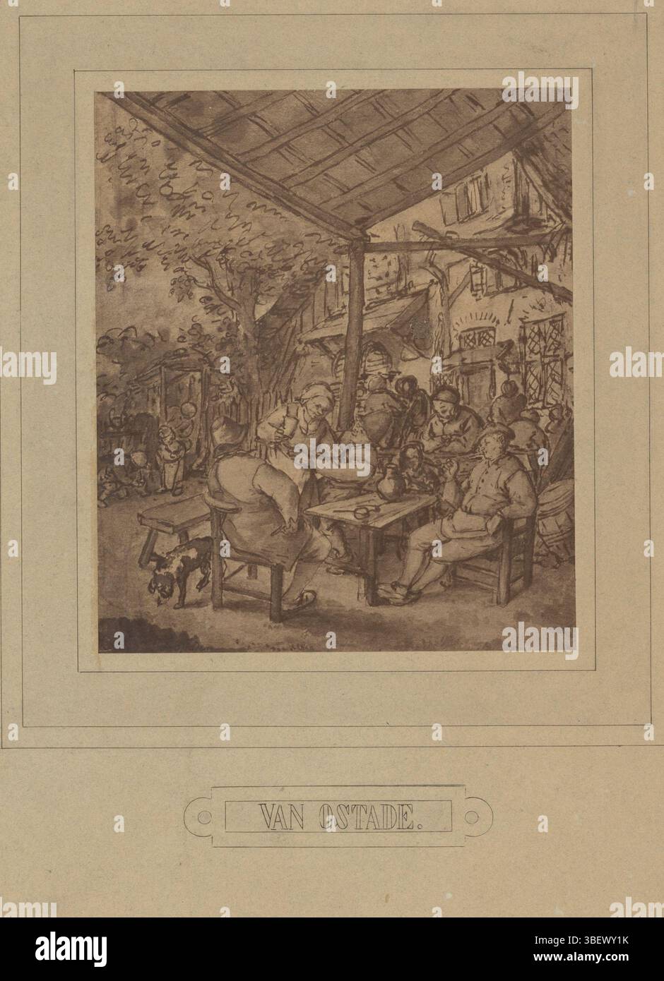 Braun, Adolphe, riproduzione fotografica di un disegno di Adriaan van Ostade, in basso a sinistra, fotografia, foto, foto, DI OSTADE., AL CENTRO, ADOLPHE BRAUN. PHOT., altezza 203 mm, larghezza 174 mm, altezza 550 mm, larghezza 410 mm, francese, tedesco, 1812 - 1877, fotografo, 1877 - 1877, carta, carta fotografica, carta fotografica, cartone, stampa albume, stampa di albumina Foto Stock