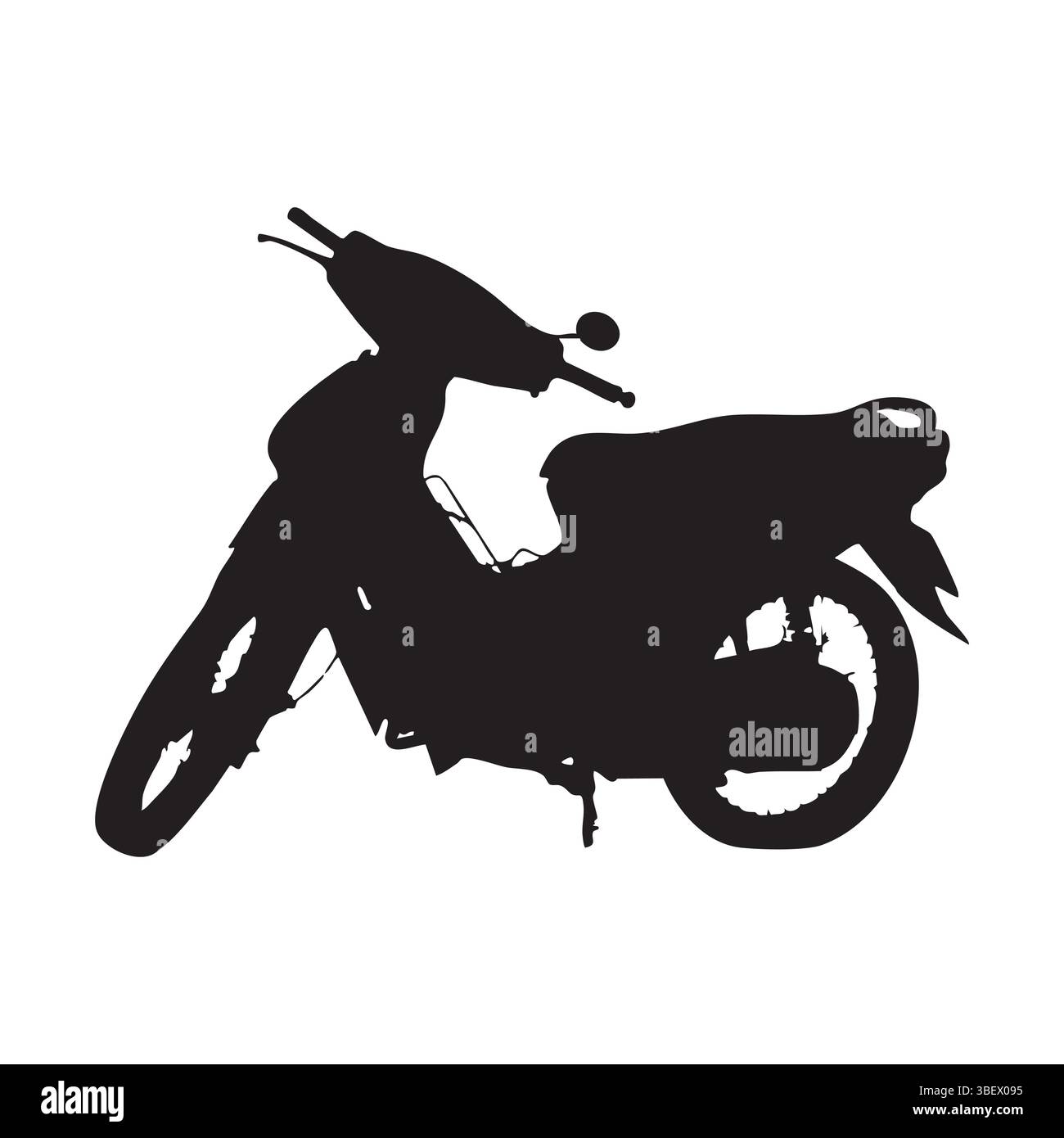 Silhouette nera dello scooter classico elegante motocicletta con moquette isolata su sfondo bianco Illustrazione Vettoriale