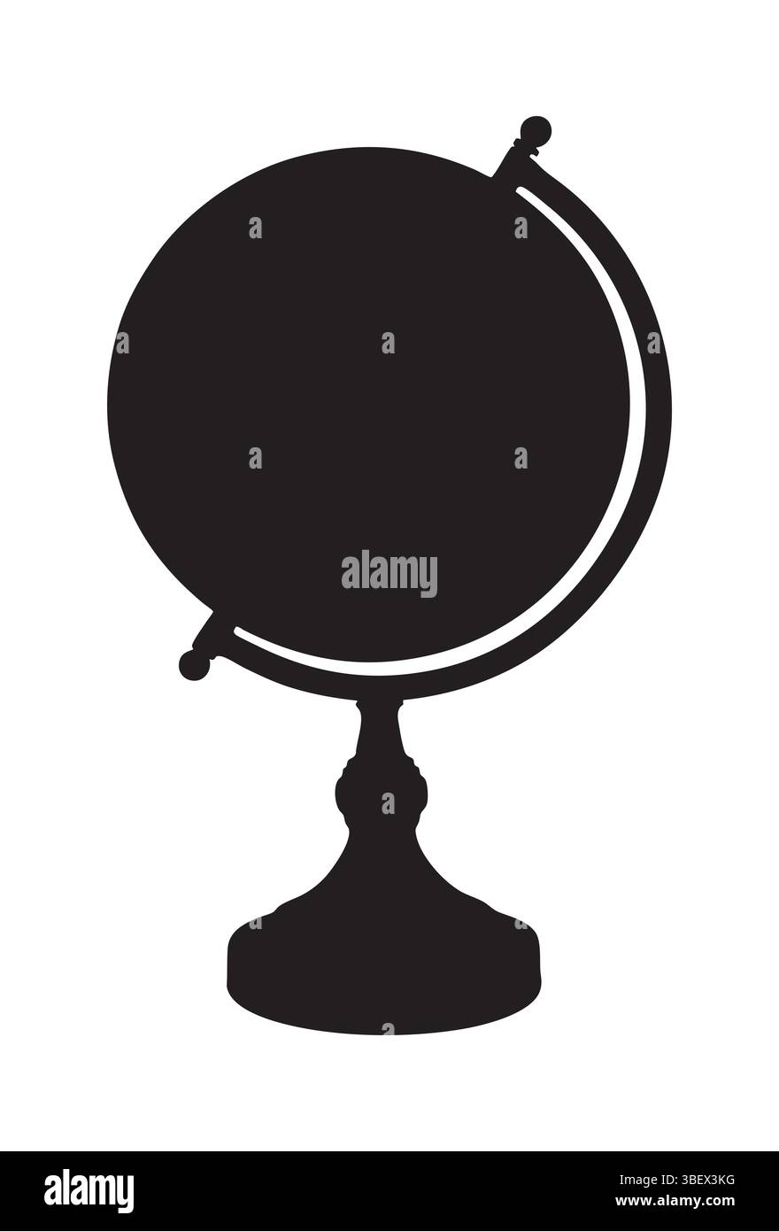 Sagoma di un globo su uno stand, simbolo di esplorazione del mondo, geografia e conoscenza. Illustrazione Vettoriale