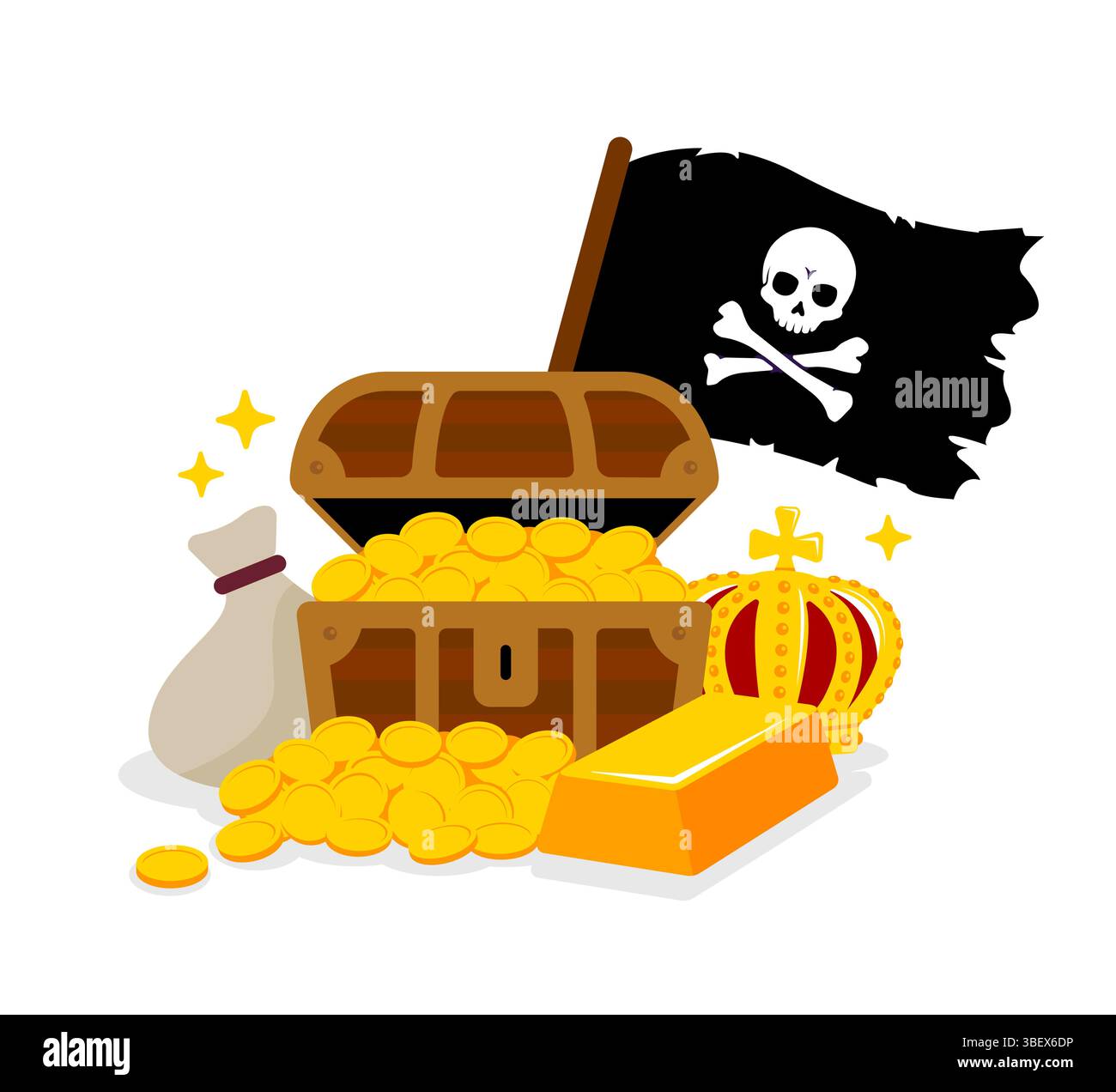 Illustrazione vettoriale del tesoro dei pirati (scrigno del tesoro) Illustrazione Vettoriale