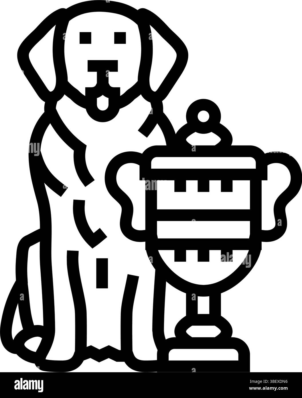 illustrazione vettoriale dell'icona della linea del concorso per cani da trofeo Illustrazione Vettoriale